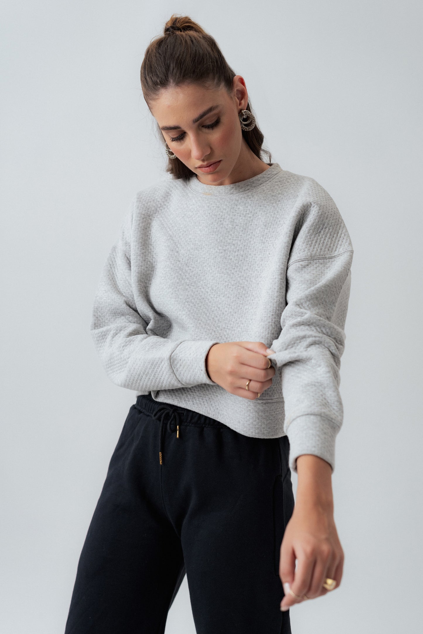 Light Grey Oversized Cropped Sweatshirt - Hustle N Holla