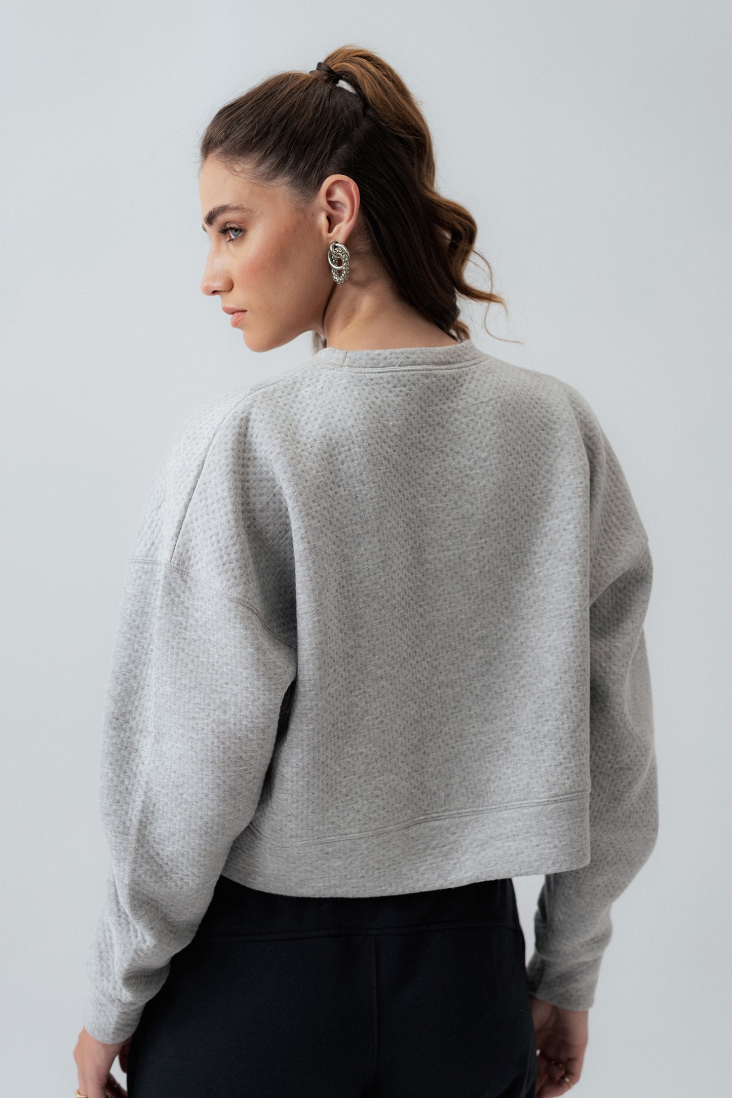 Light Grey Oversized Cropped Sweatshirt - Hustle N Holla