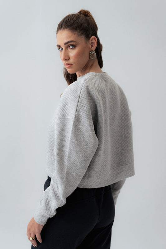 Light Grey Oversized Cropped Sweatshirt - Hustle N Holla