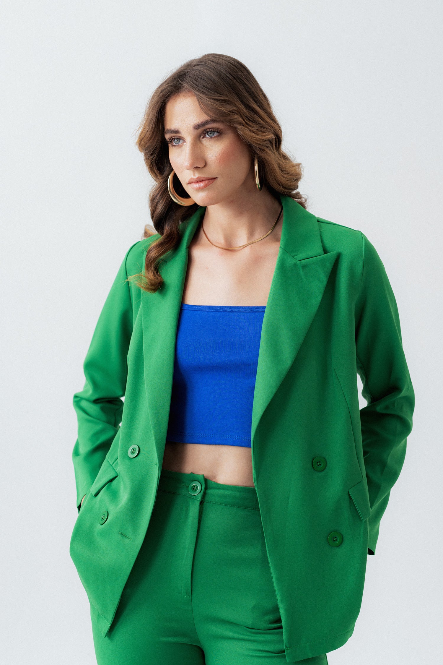 Green Silm Fit Tailored blazer - Hustle N Holla