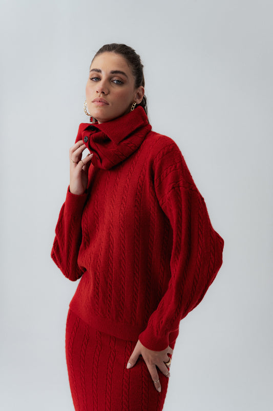 Red Knitted Pullover Sweater - Hustle N Holla