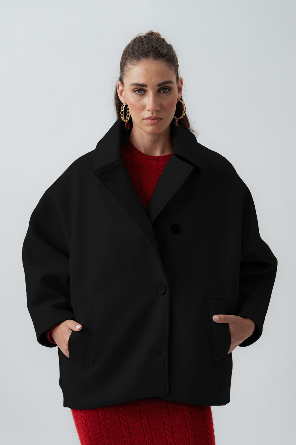Black Oversized Wool Coat - Hustle N Holla
