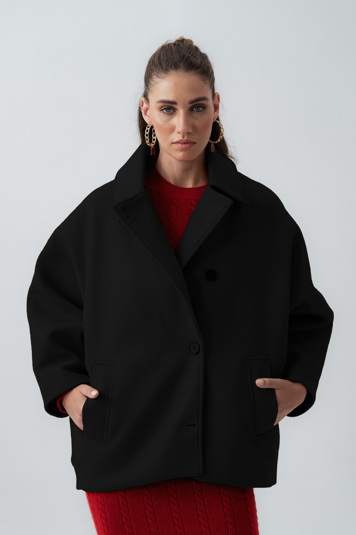 Black Oversized Wool Coat - Hustle N Holla