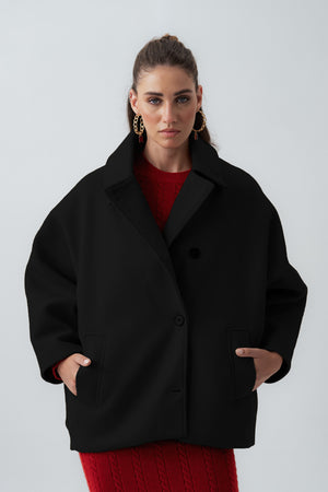 Black Oversized Wool Coat - Hustle N Holla