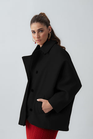Black Oversized Wool Coat - Hustle N Holla