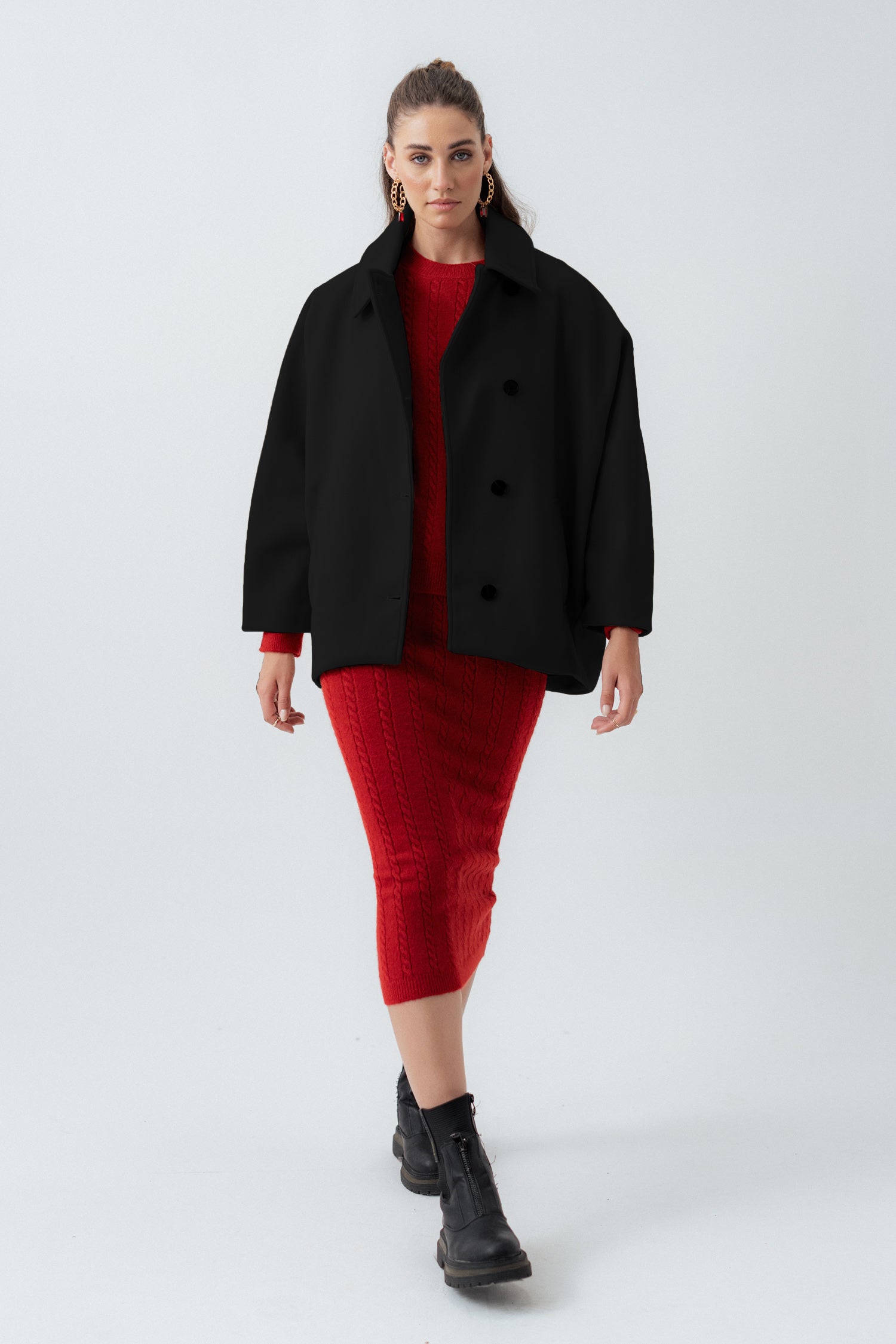 Black Oversized Wool Coat - Hustle N Holla