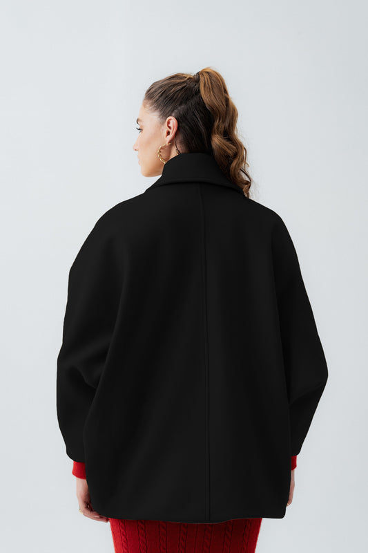 Black Oversized Wool Coat - Hustle N Holla