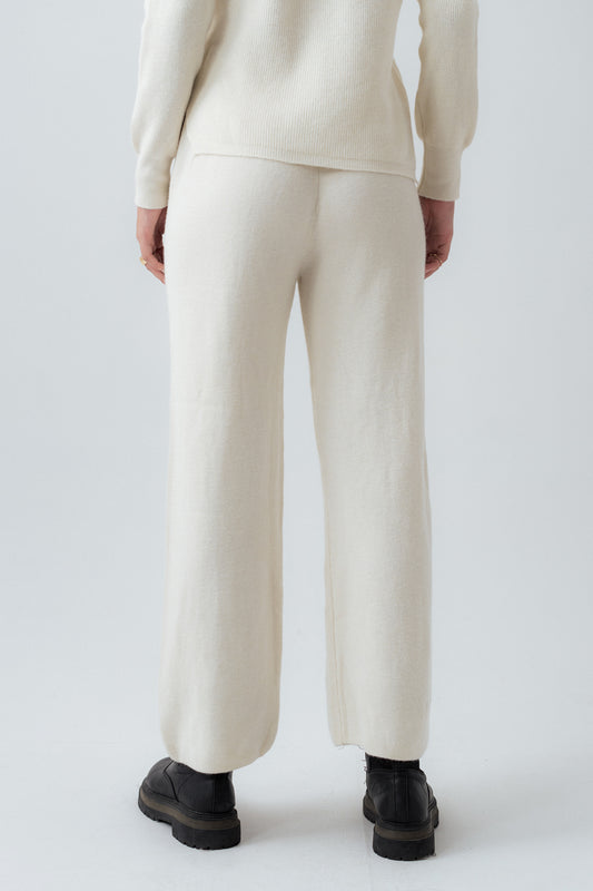 Relaxed Fit Off White Wool Trousers - Hustle N Holla