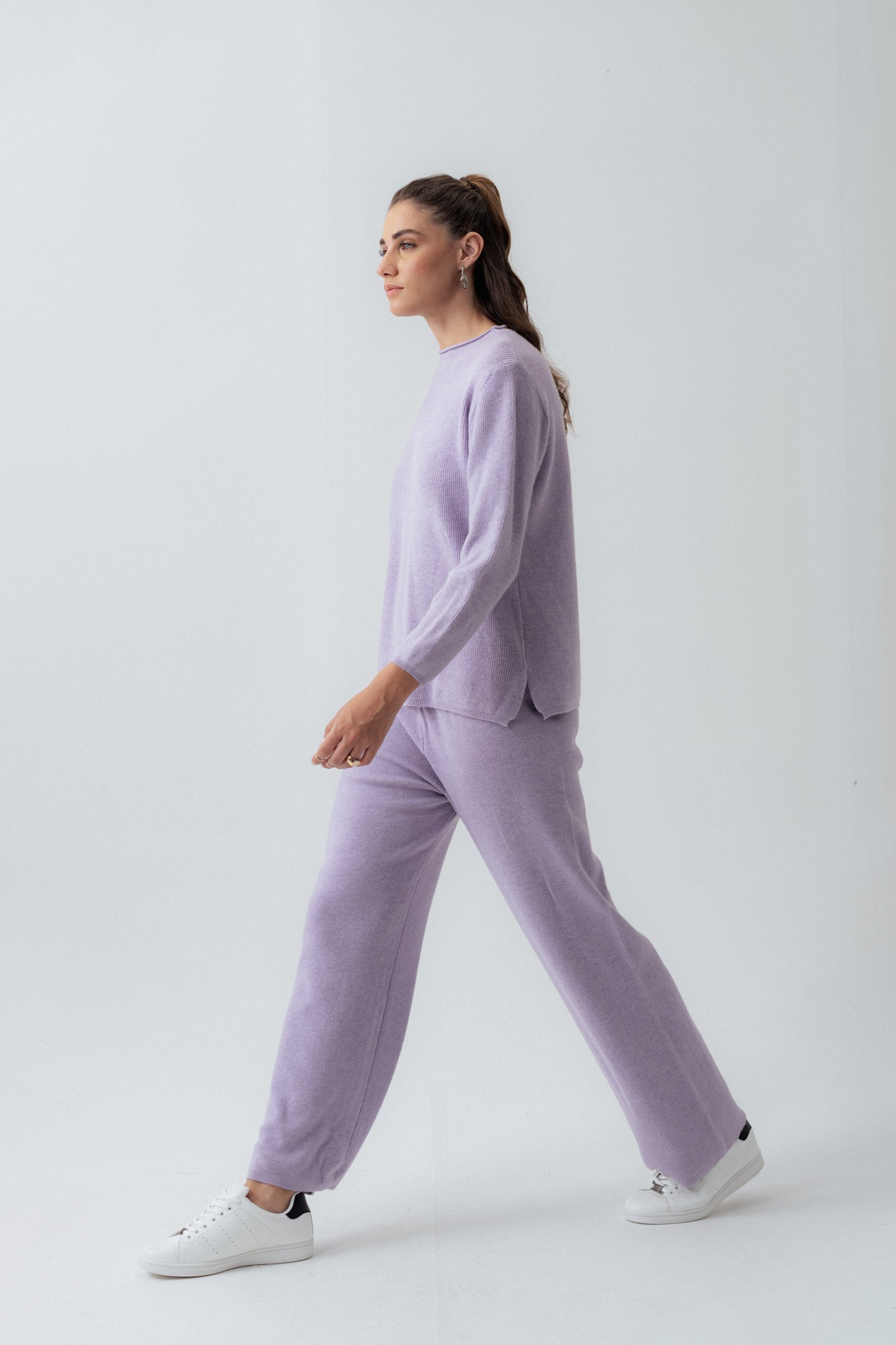 Relaxed Fit Lilac Wool Women Trousers - Hustle N Holla