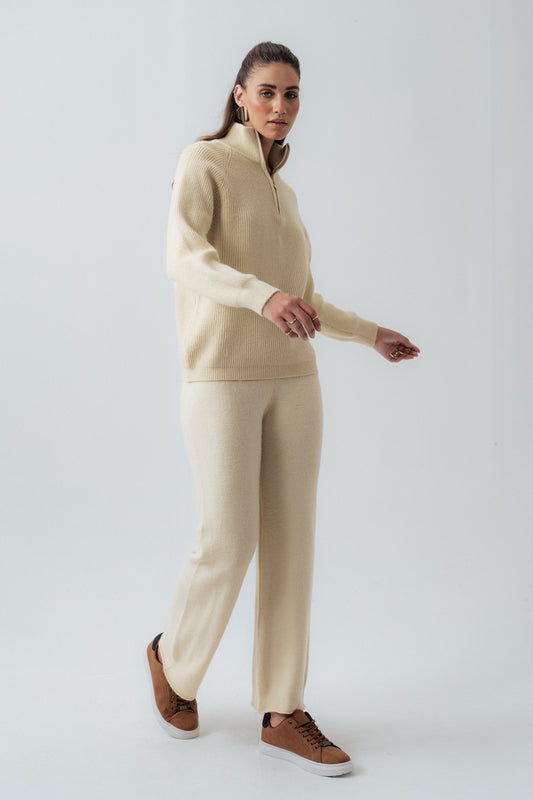 Beige Straight Fit Trousers - Hustle N Holla