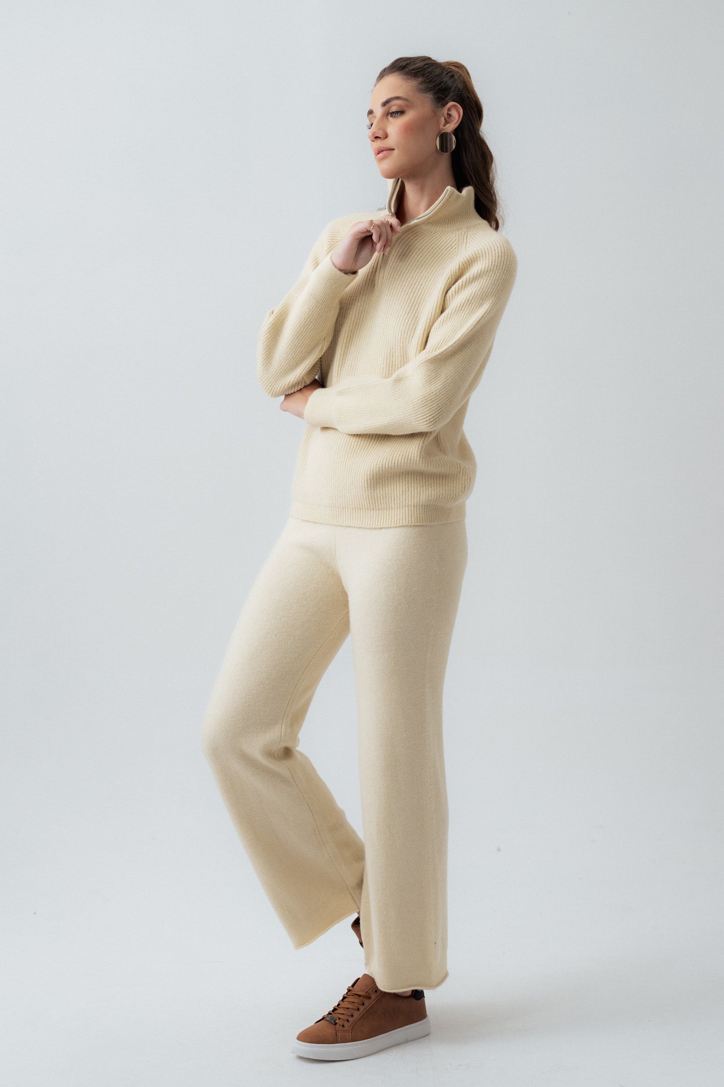 Beige Straight Fit Trousers - Hustle N Holla