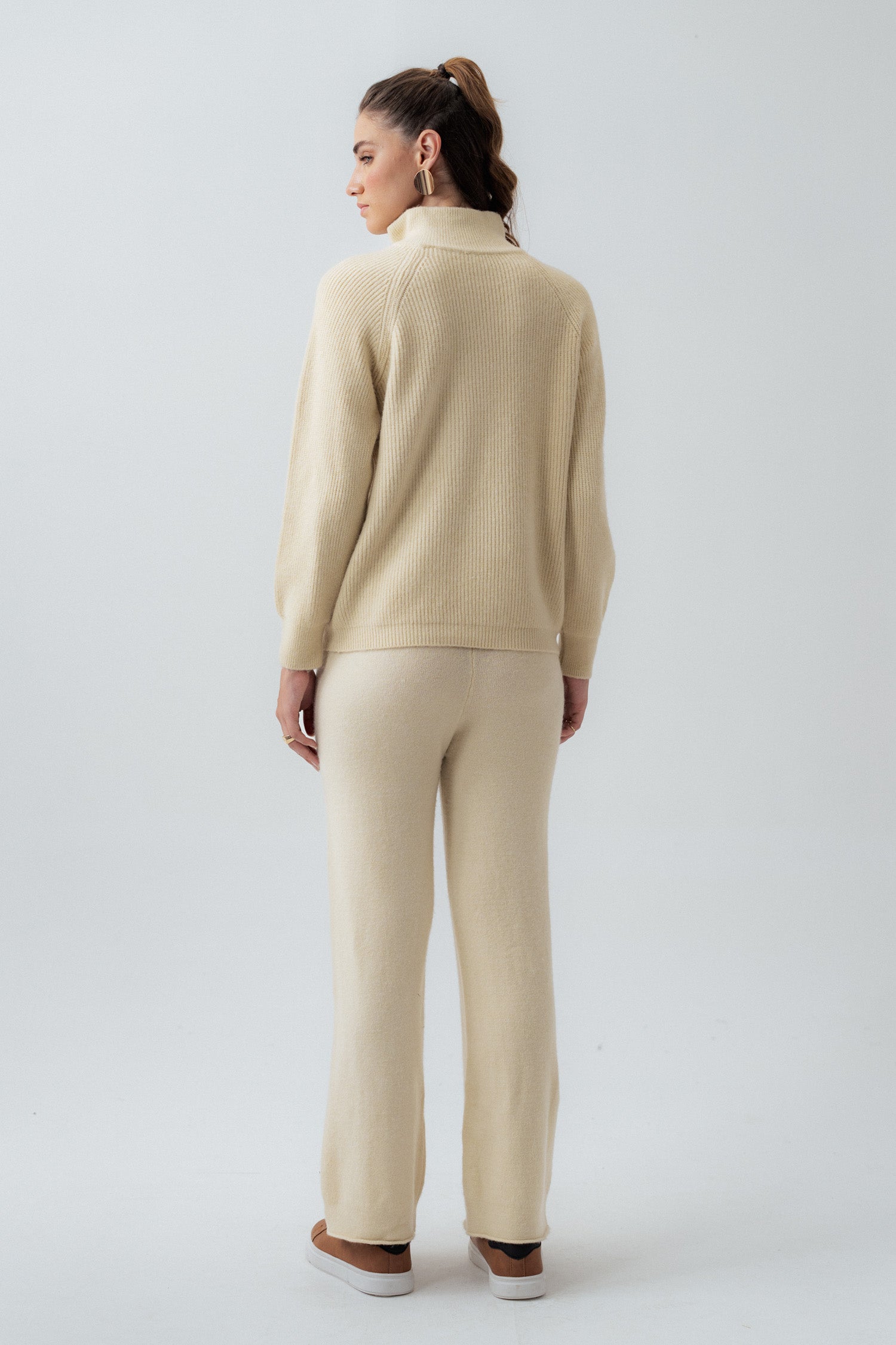 Beige Relaxed Fit Zipper Sweater - Hustle N Holla