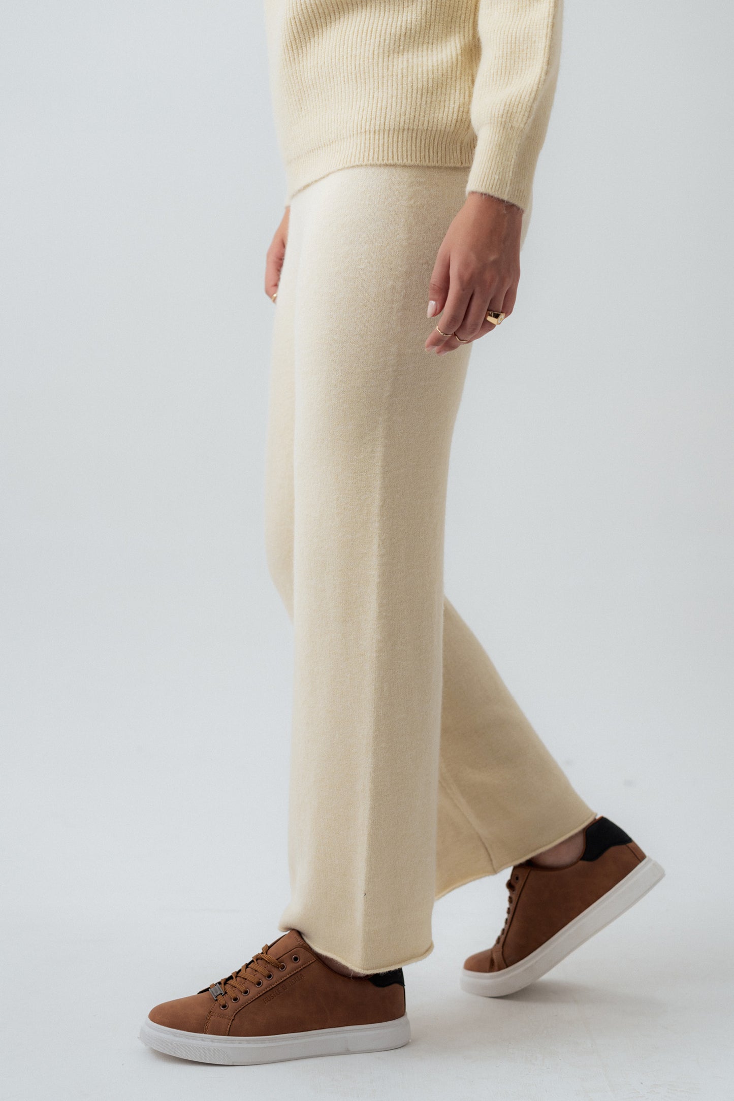 Beige Straight Fit Trousers - Hustle N Holla