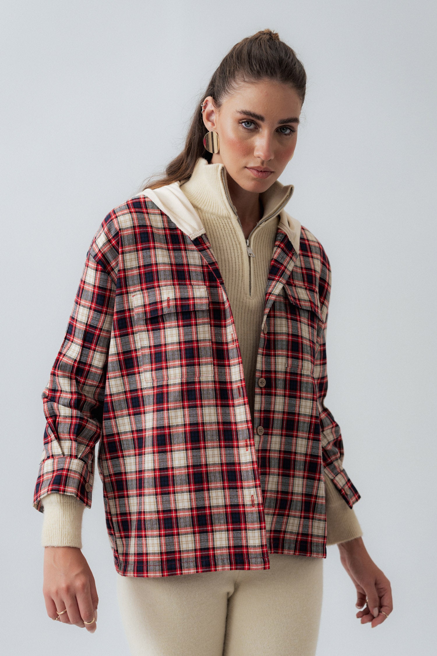 Multi-Colored Oversized Fit Flannel Shirt