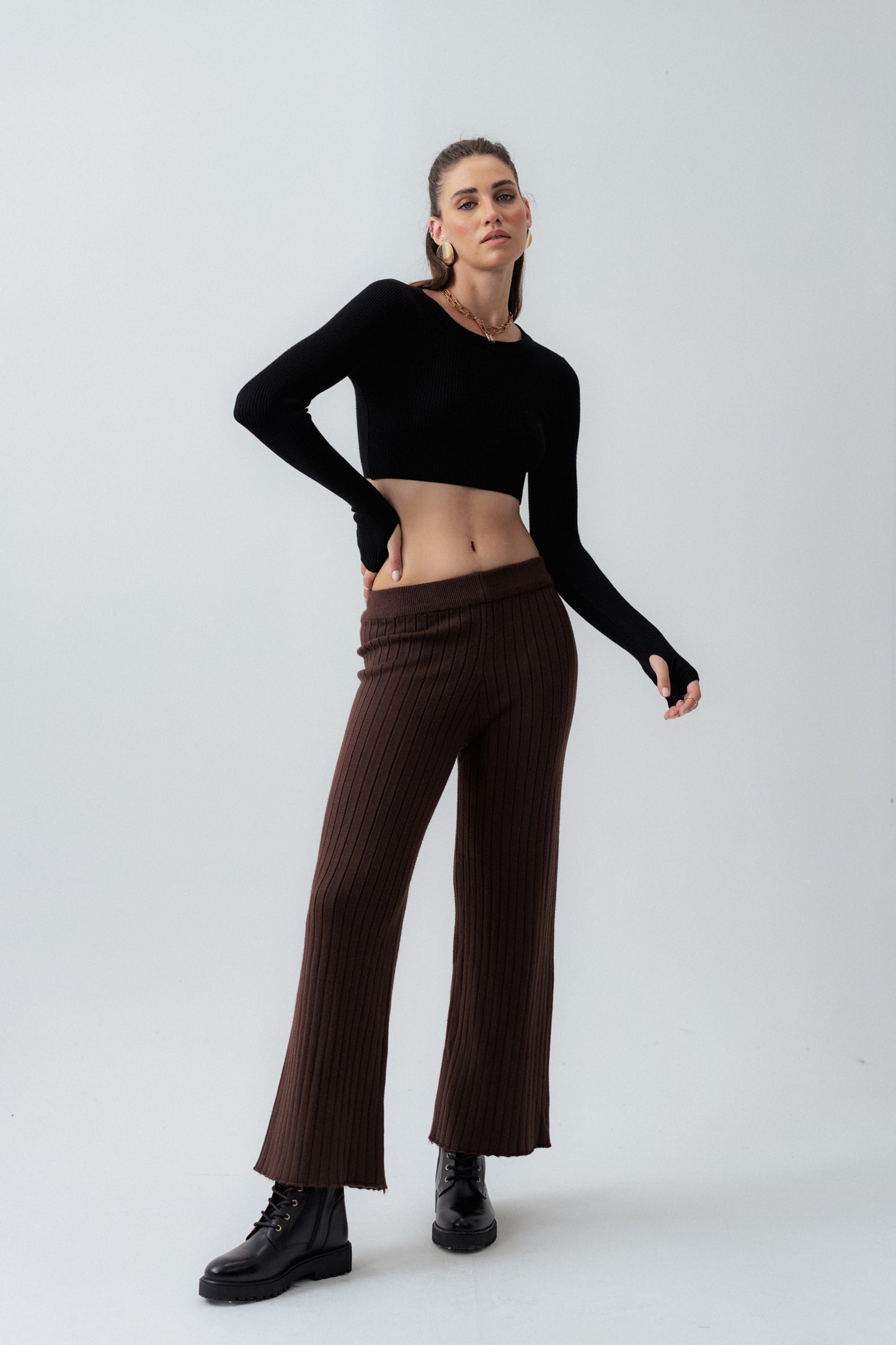 Brown Straight Fit Trousers - Hustle N Holla