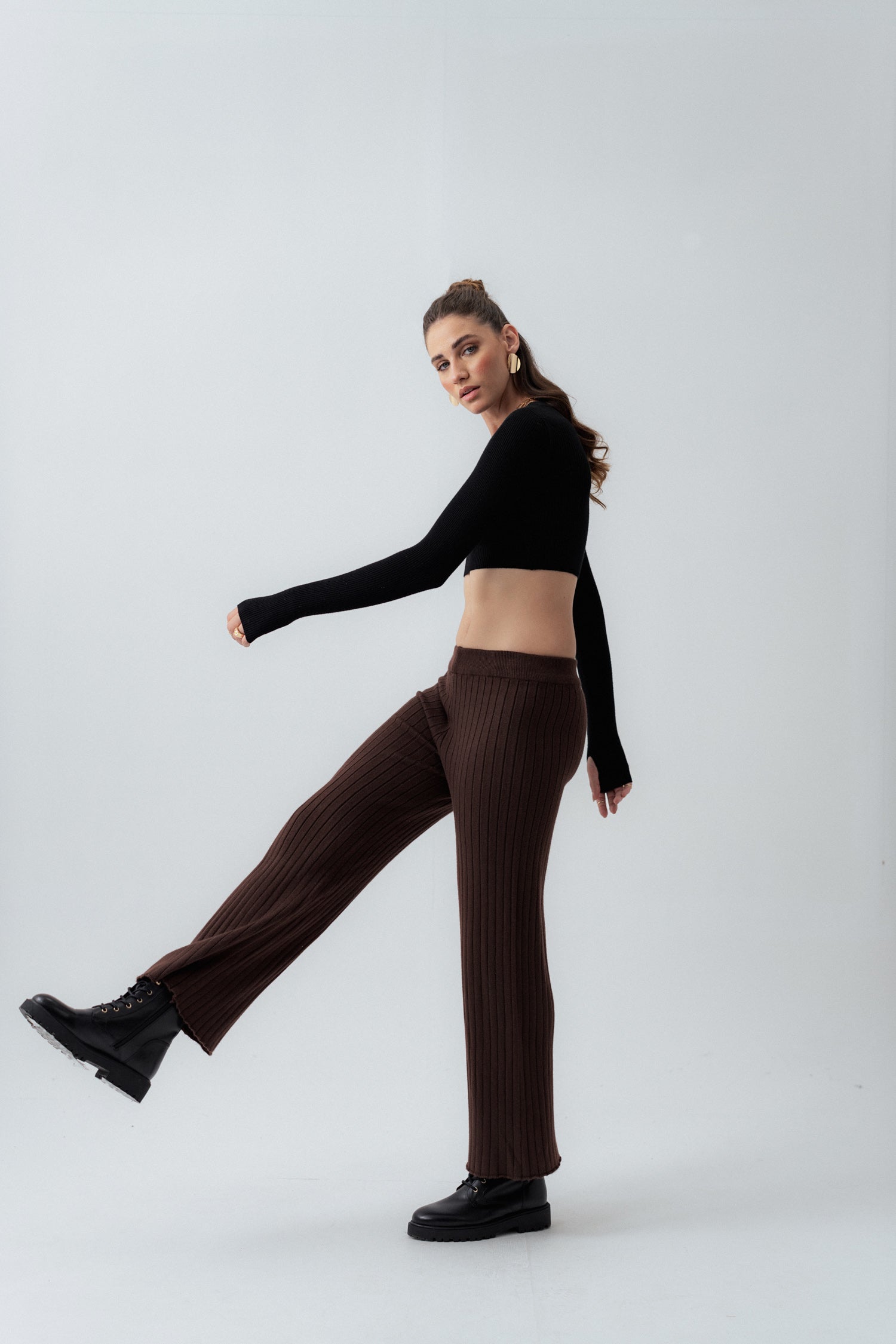 Brown Straight Fit Trousers