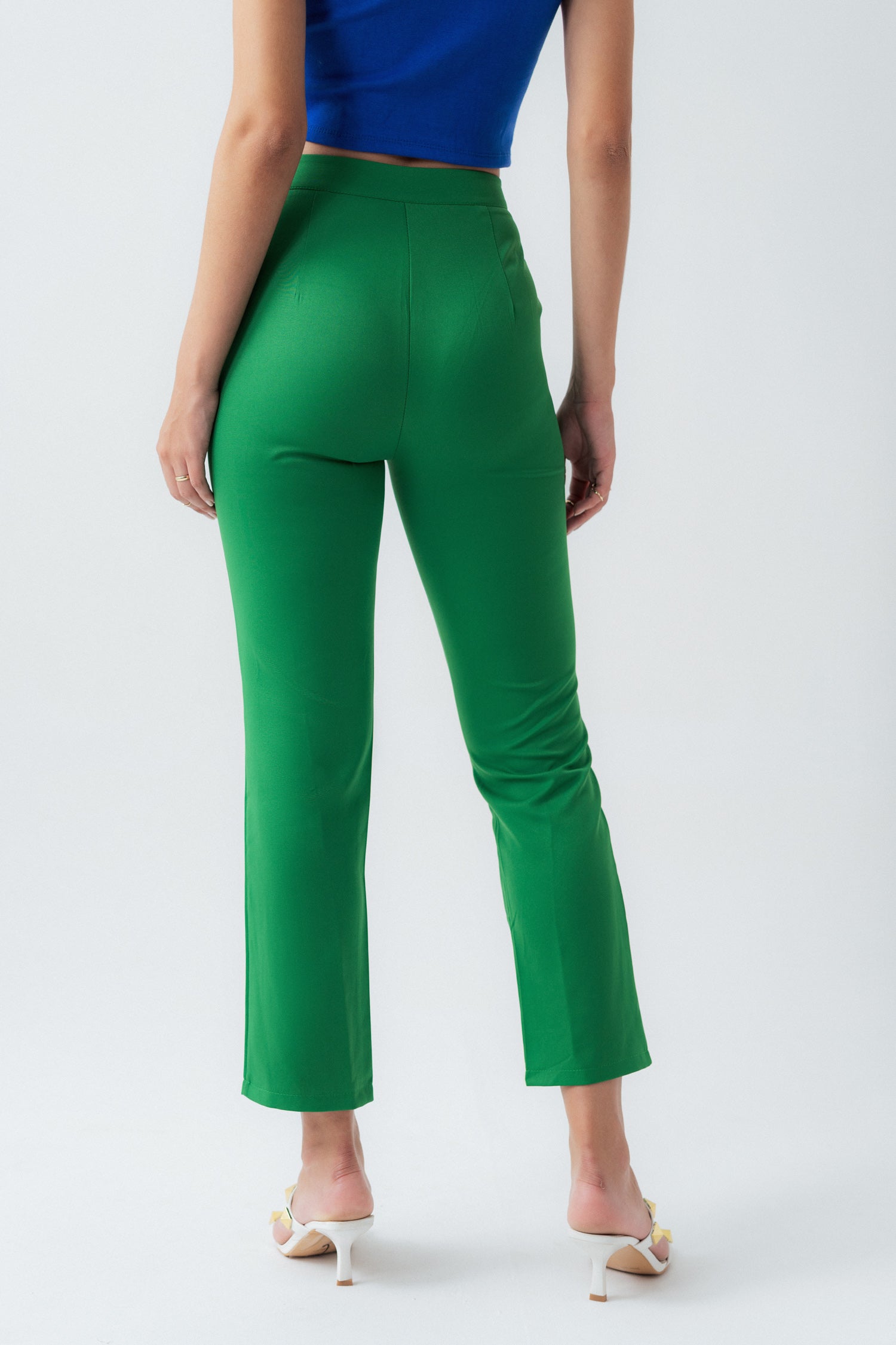 GREEN SLIM FIT CROPPED PANTS - Hustle N Holla