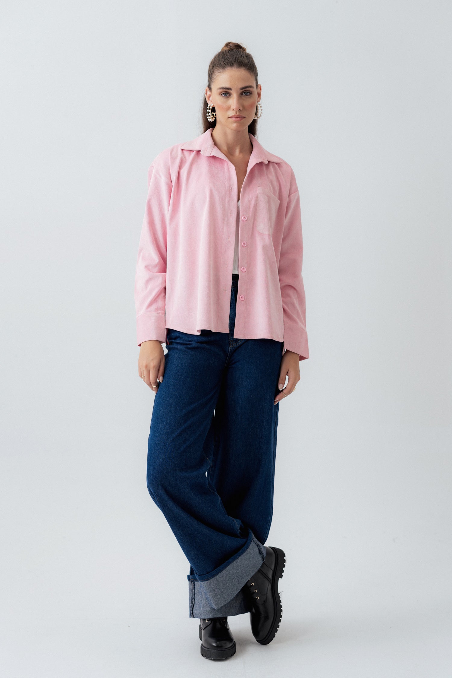 Pink Oversized Corduroy Shirt