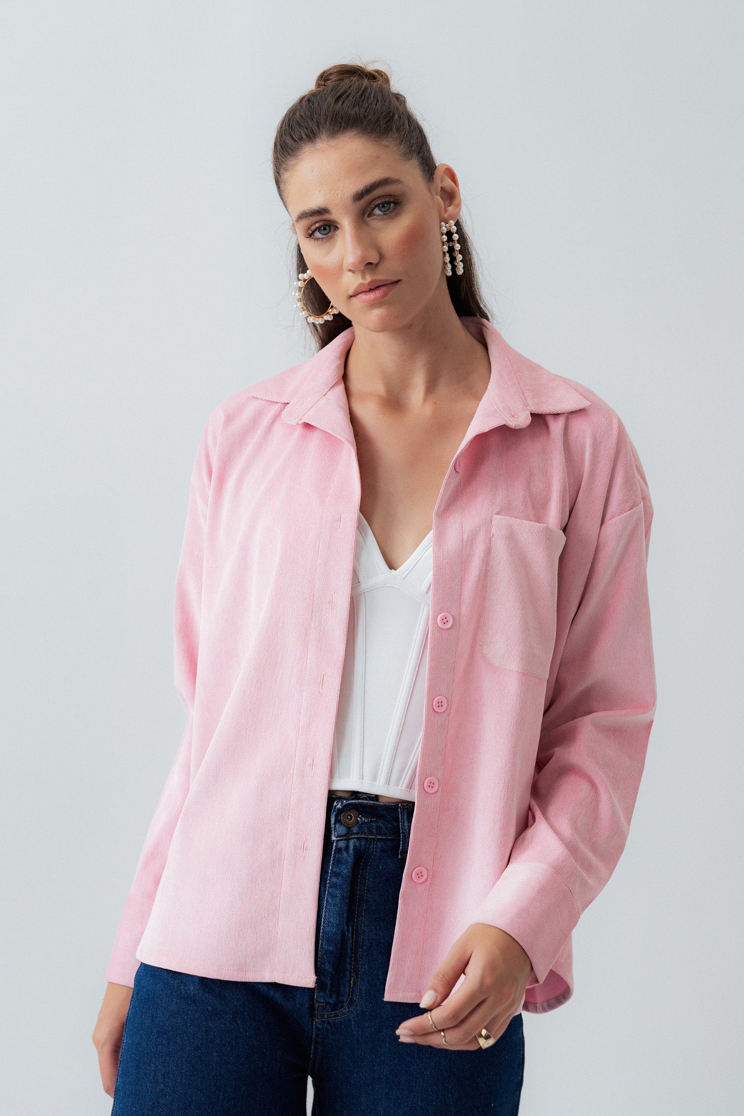 Pink Oversized Corduroy Shirt - Hustle N Holla