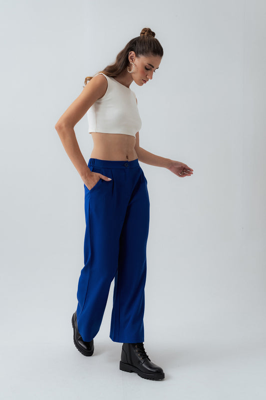 ELECTRIC BLUE FLARED FIT TAILORED PANTS - Hustle N Holla