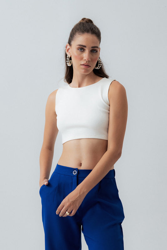 Off-White Slim Cropped Blouse - Hustle N Holla