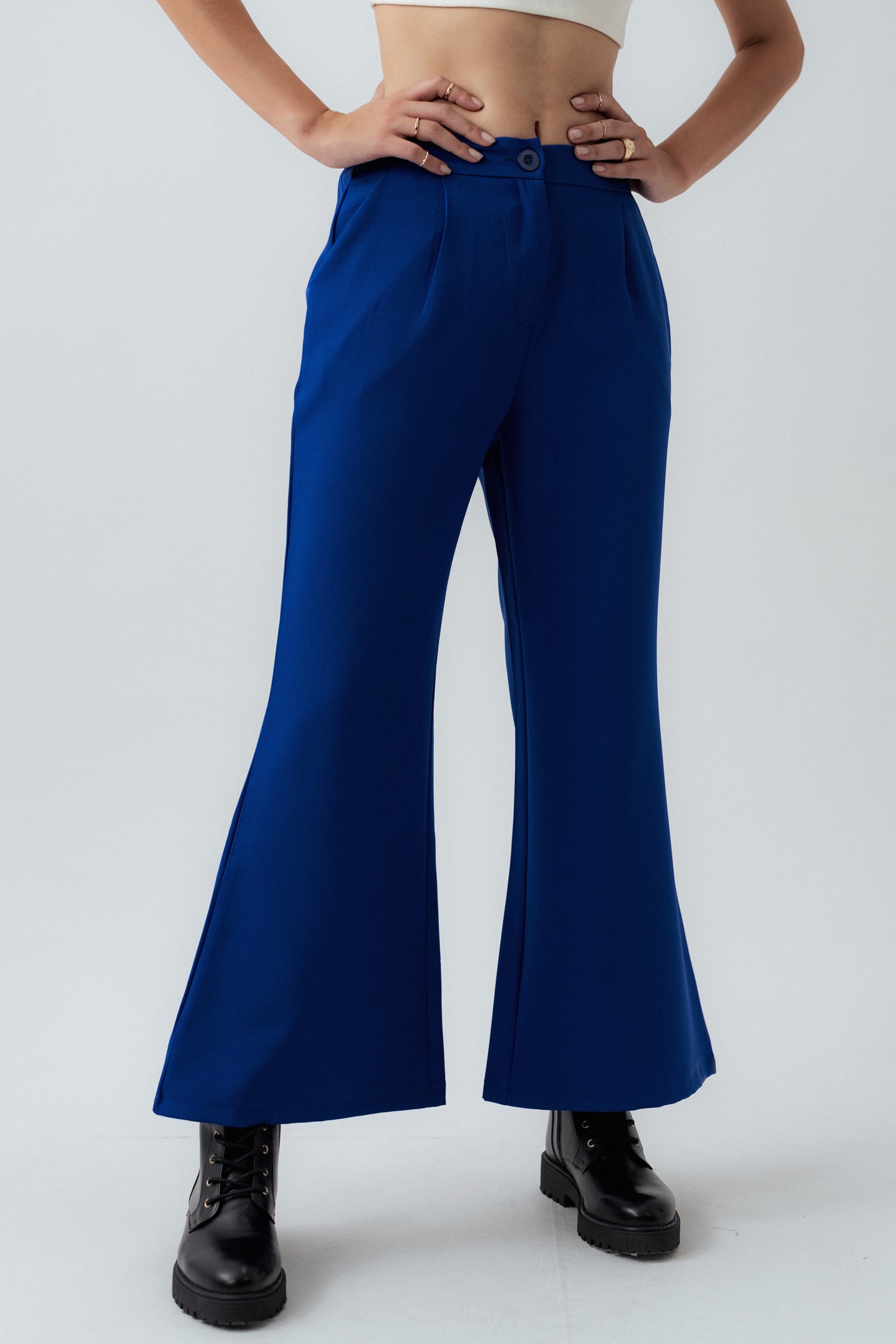 Electric Blue Flared Fit Tailored Trousers - Hustle N Holla