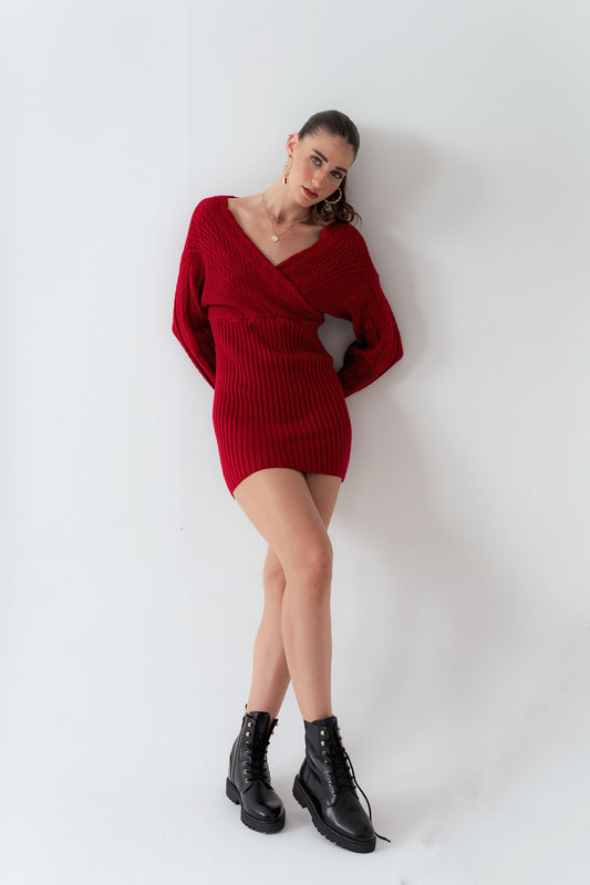 Red Knitted Mini Dress - Hustle N Holla