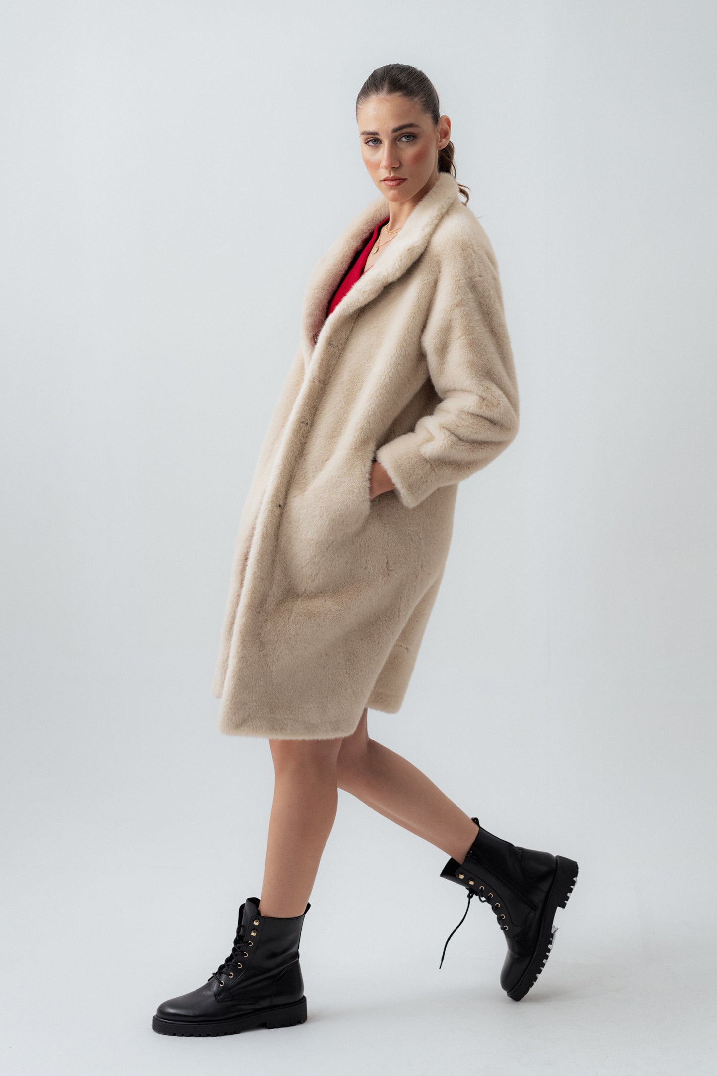 Beige Oversized Sherpa Coat - Hustle N Holla