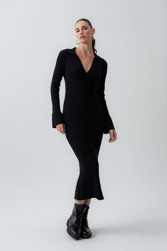 Black Knit Maxi Dress - Hustle N Holla