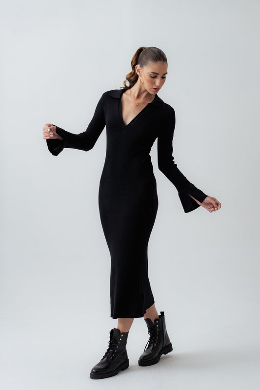 Black Knit Maxi Dress - Hustle N Holla