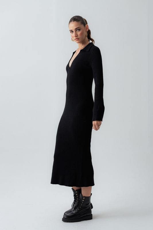 Black Knit Maxi Dress - Hustle N Holla