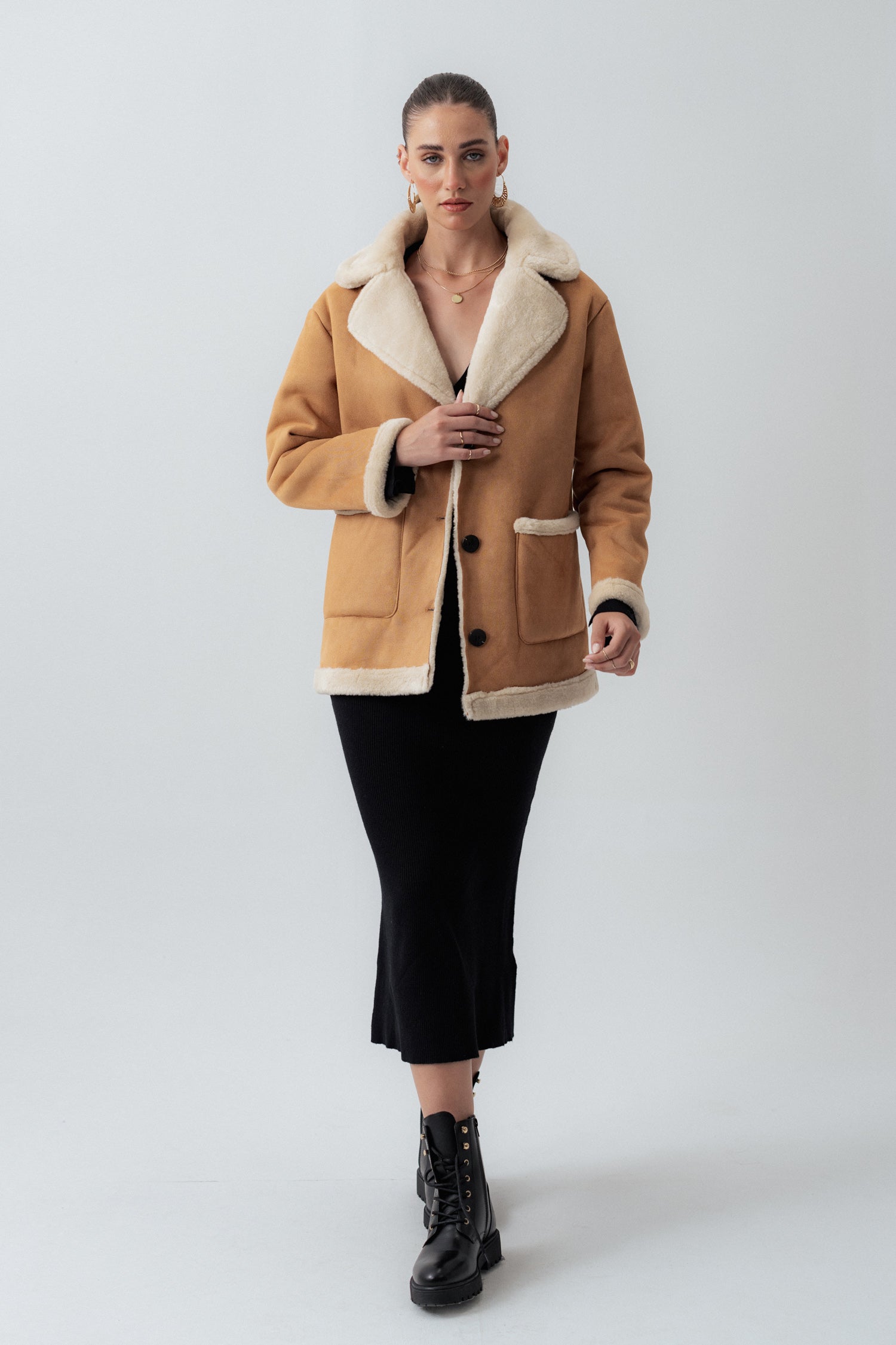 Brown Lapel Collar Coat