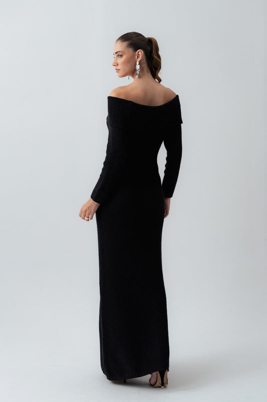 Black Knitted Maxi Dress - Hustle N Holla