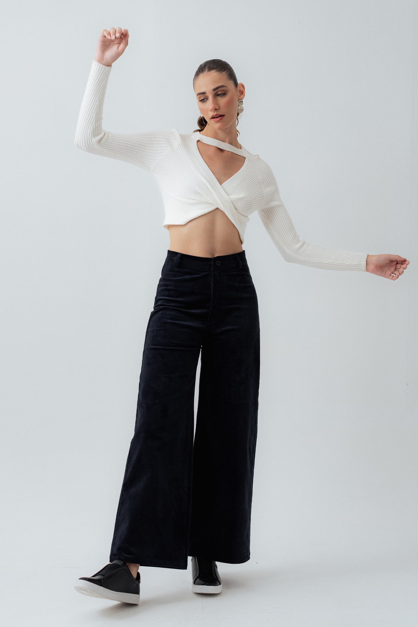 Dull Navy Corduroy Wide Leg Pants - Hustle N Holla