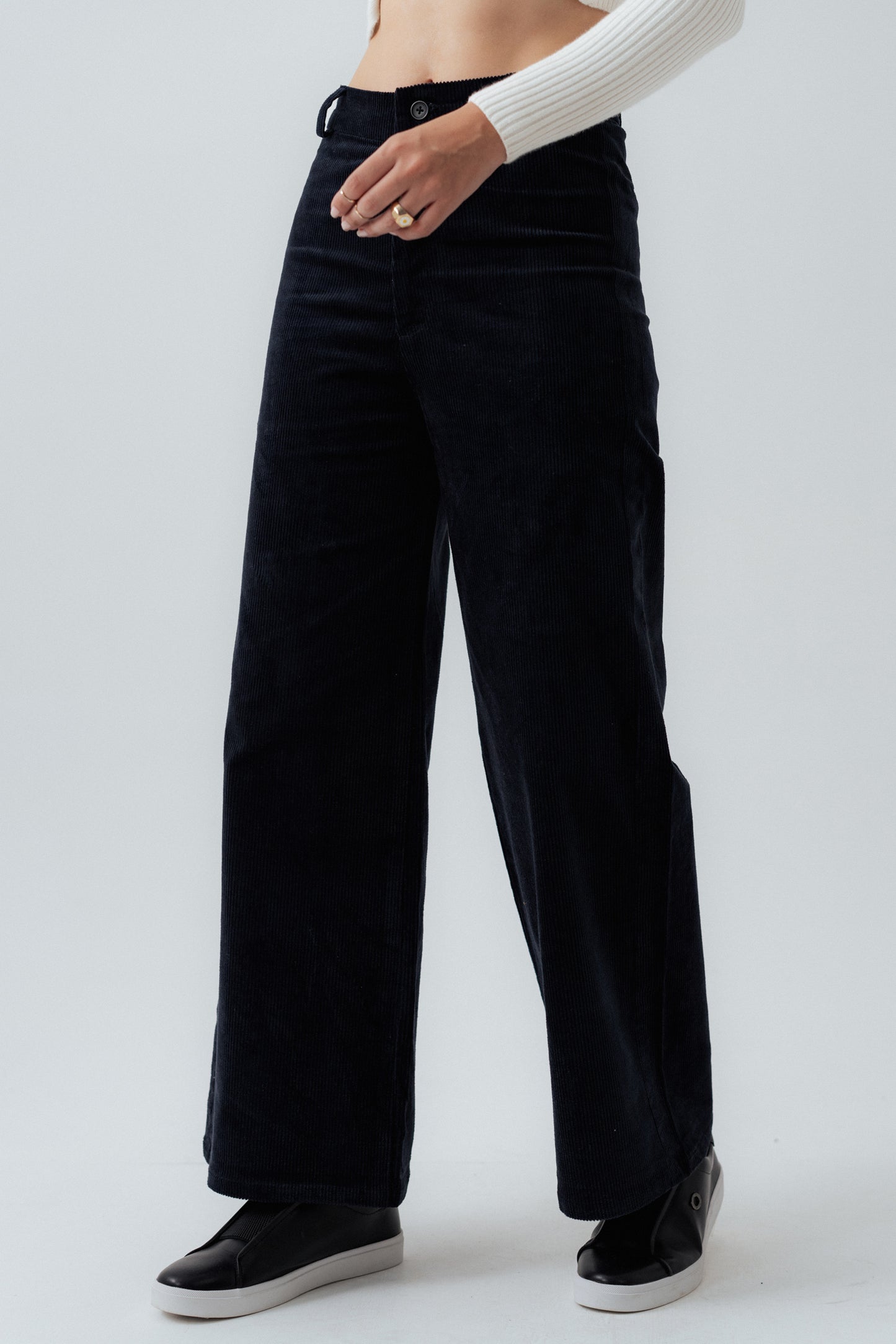 Dull Navy Corduroy Wide Leg Pants - Hustle N Holla