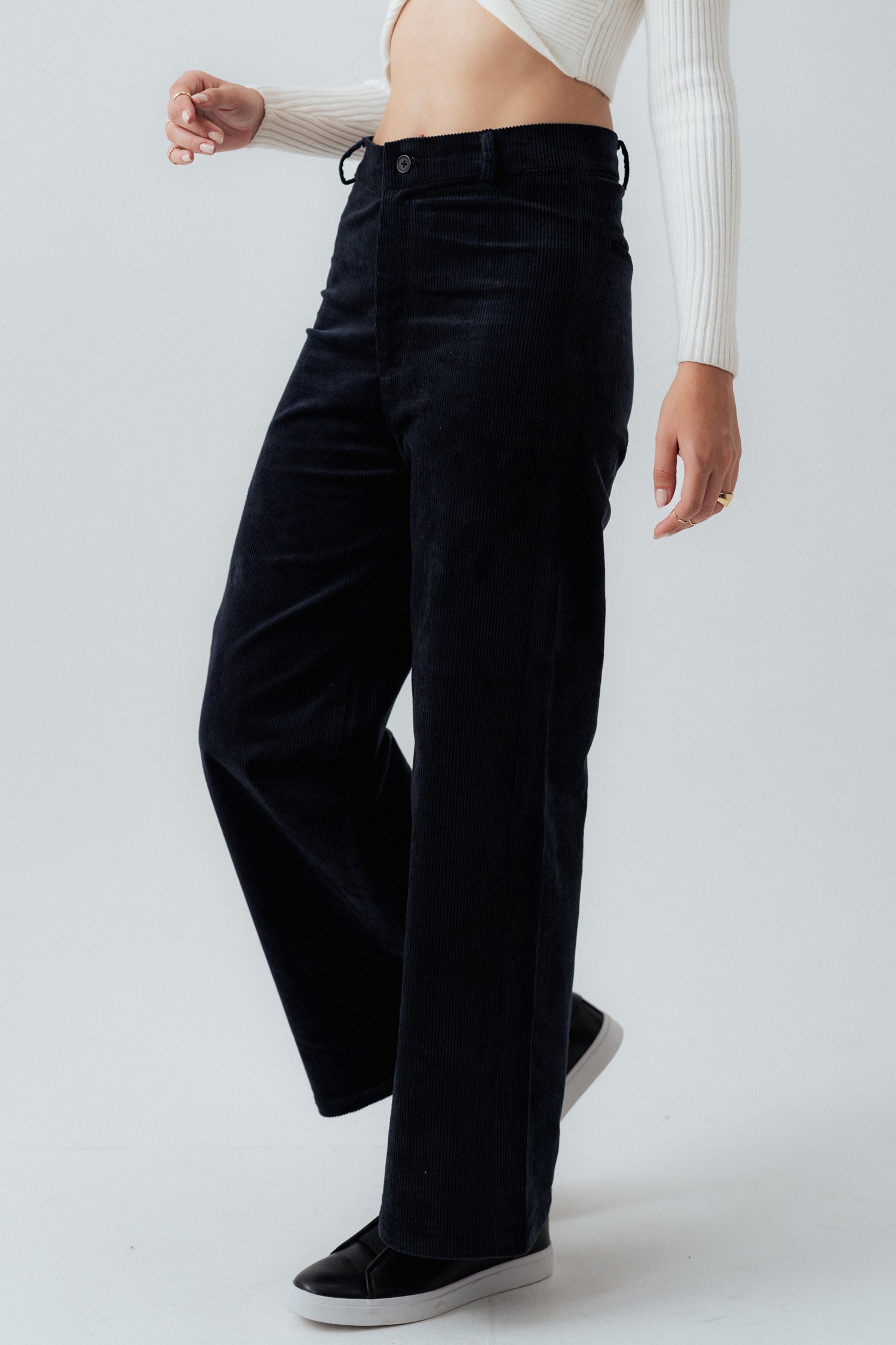 Black Corduroy Wide Leg Pants