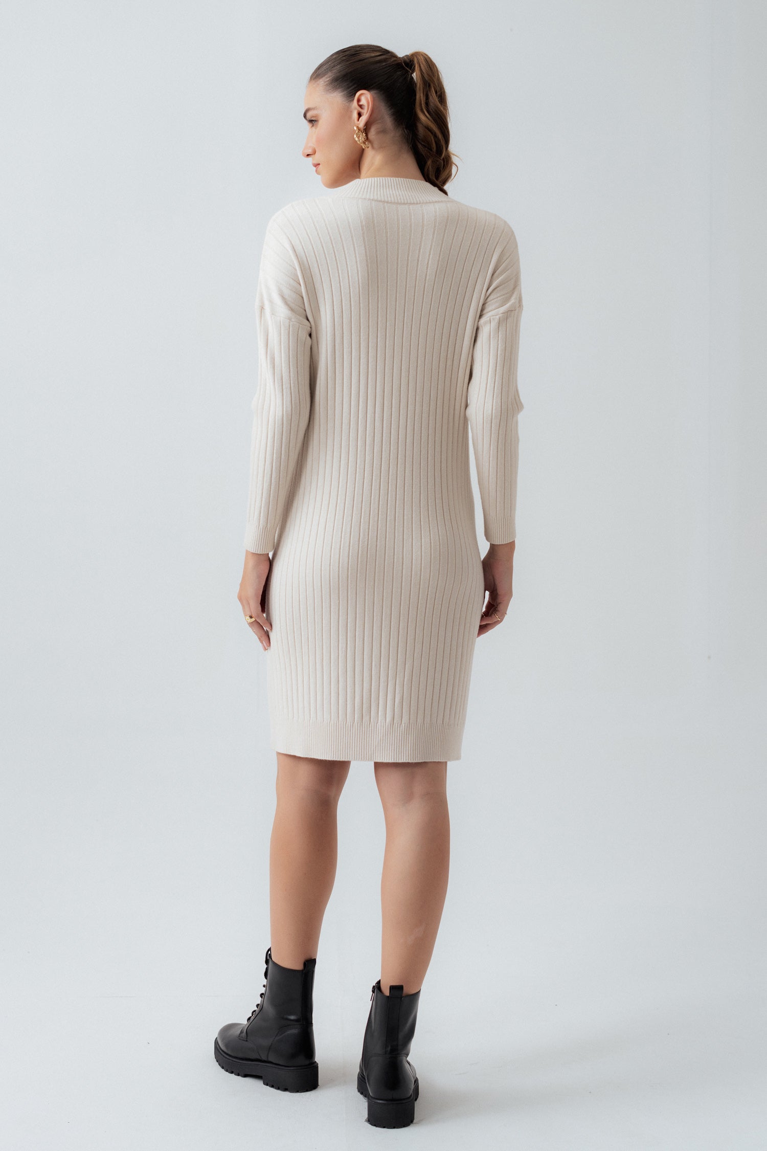 Off-White Wool Midi Dress - Hustle N Holla