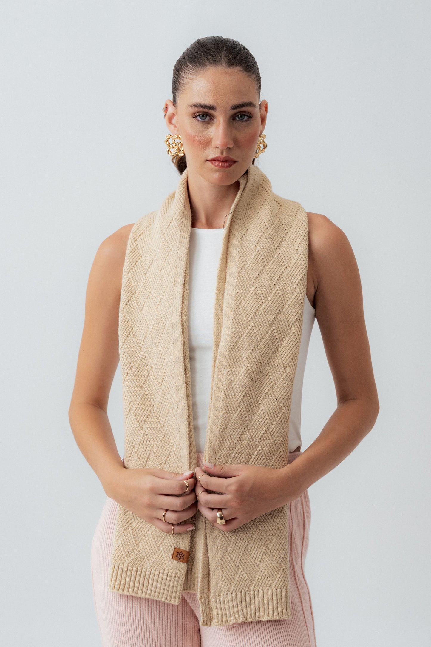 Beige Knitted Scarf - Hustle N Holla