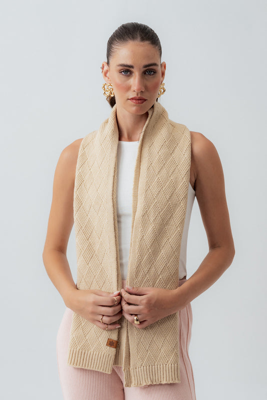 Beige Knitted Scarf - Hustle N Holla