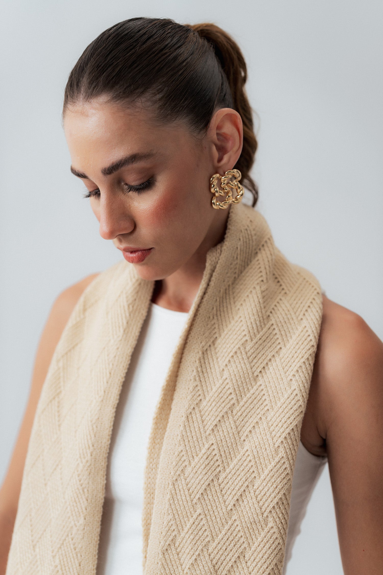 Beige Knitted Scarf - Hustle N Holla