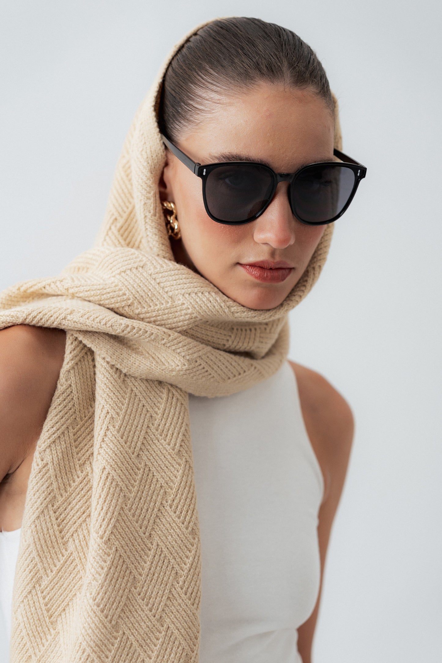 Beige Knitted Scarf - Hustle N Holla