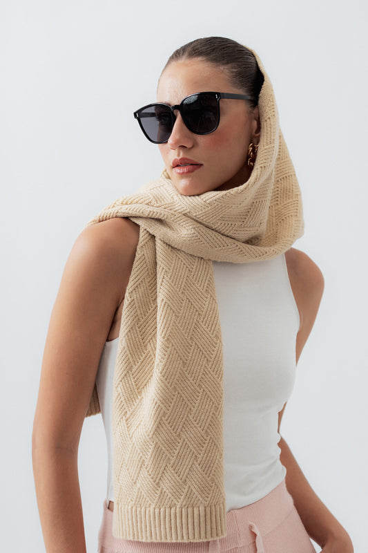 Beige Knitted Scarf - Hustle N Holla