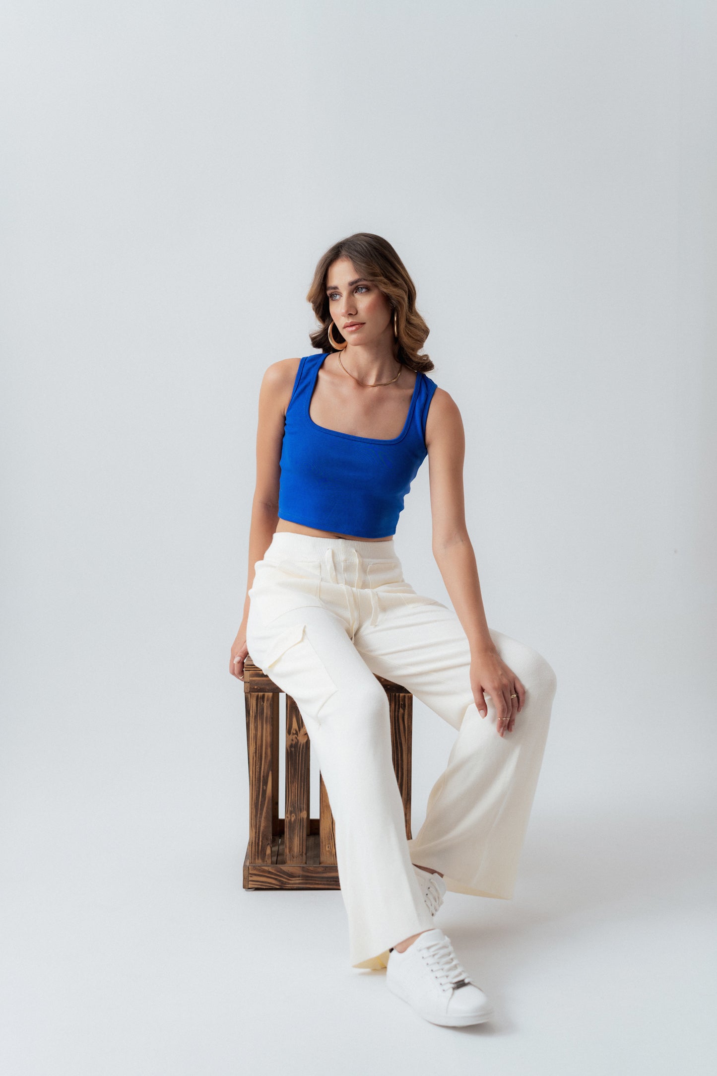 Royal Blue Slim Cropped Blouse - Hustle N Holla