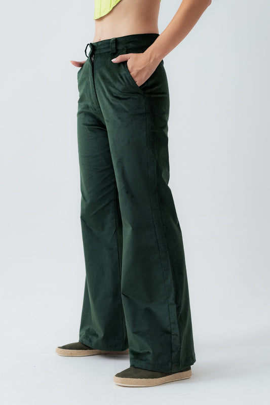 Green Wide Leg Corduroy Pants - Hustle N Holla