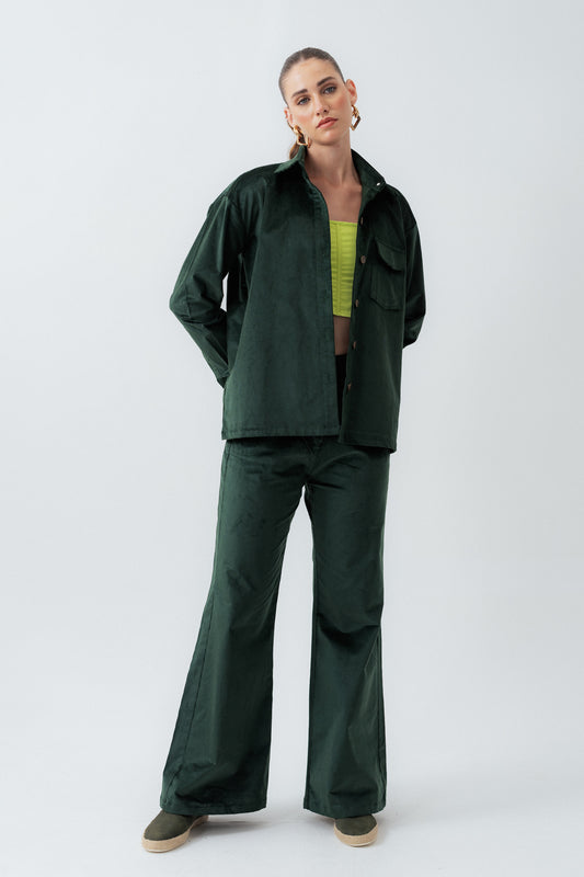 Green Oversized Fit Corduroy Shirt - Hustle N Holla