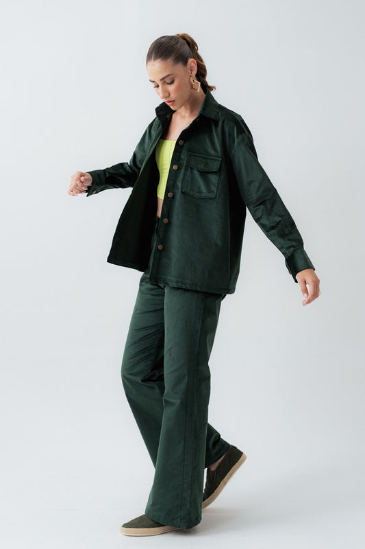 Green Oversized Fit Corduroy Shirt - Hustle N Holla