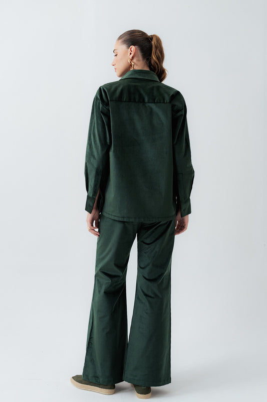 Green Oversized Fit Corduroy Shirt - Hustle N Holla