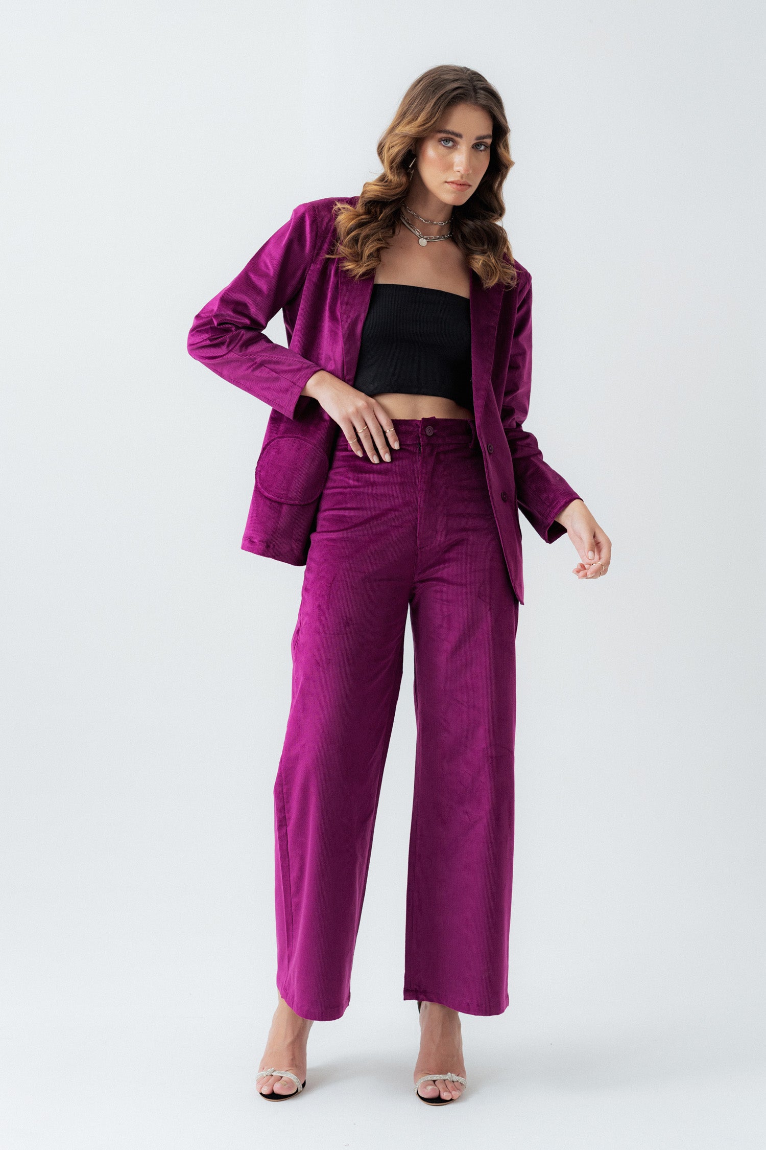 Magenta Straight Fit Corduroy Pants - Hustle N Holla