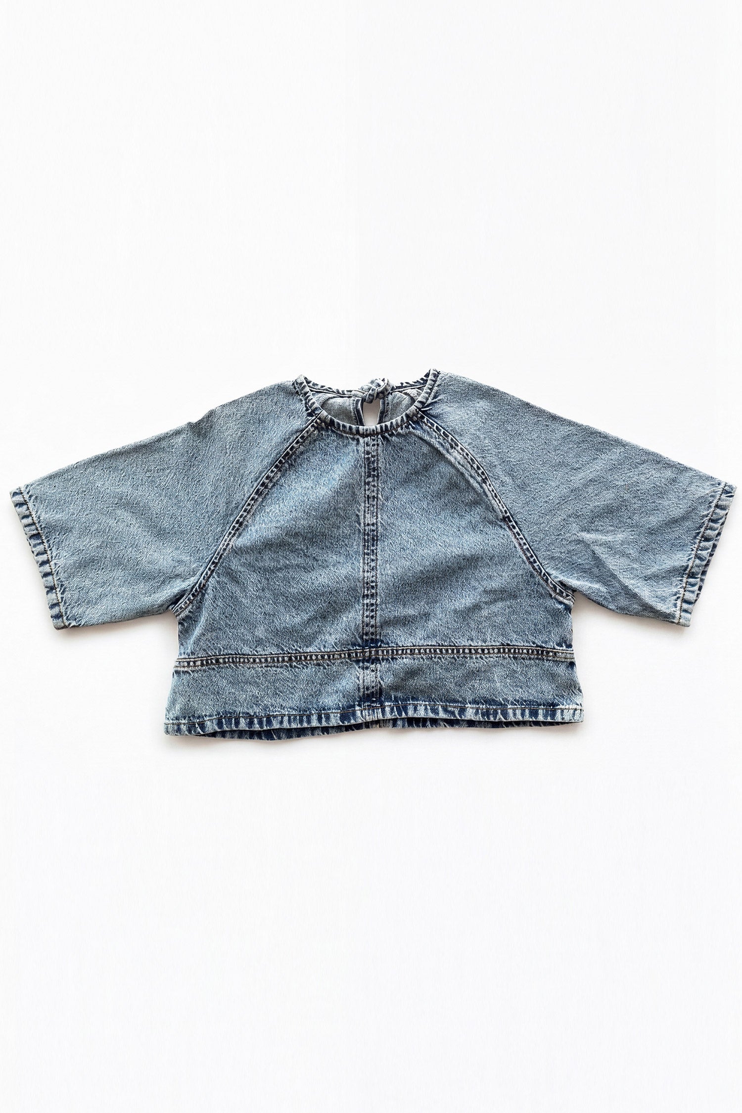 Light Blue Acid Washed Boxy Fit Denim Top