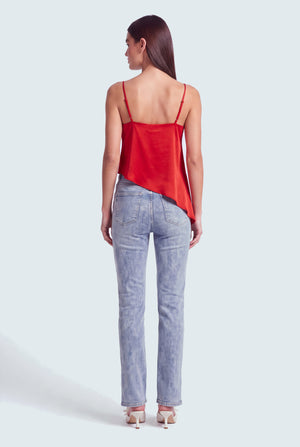 Acid Blue High Rise Split Hem Slim Flared Jeans - Hustle N Holla